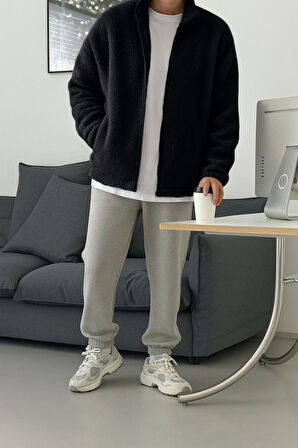 Ghassy Co. Erkek Isı Termal İç Dış Sherpa Sonbahar Kış Tam Fermuarlı Peluş Polar Sweatshirt