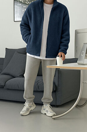 Ghassy Co. Erkek Isı Termal İç Dış Sherpa Sonbahar Kış Tam Fermuarlı Peluş Polar Sweatshirt