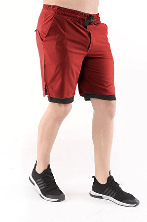 Ghassy Co Erkek Running Hızlı Kuruma Micropolyester Arka Fermuar Cepli ve Havlu Halkalı Antrenman Futbol Fitness Kısa Taytlı Şort  