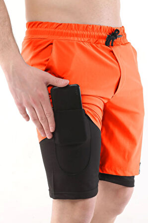 Ghassy Co Erkek Running Hızlı Kuruma Micropolyester Arka Fermuar Cepli ve Havlu Halkalı Antrenman Futbol Fitness Kısa Taytlı Şort  
