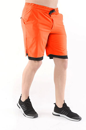 Ghassy Co Erkek Running Hızlı Kuruma Micropolyester Arka Fermuar Cepli ve Havlu Halkalı Antrenman Futbol Fitness Kısa Taytlı Şort  