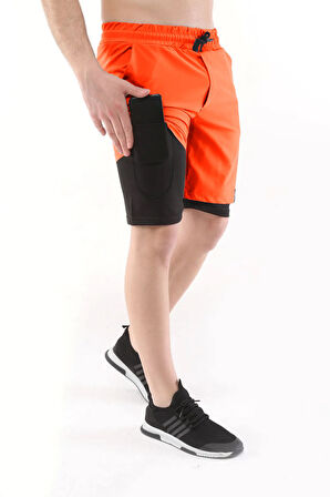 Ghassy Co Erkek Running Hızlı Kuruma Micropolyester Arka Fermuar Cepli ve Havlu Halkalı Antrenman Futbol Fitness Kısa Taytlı Şort  