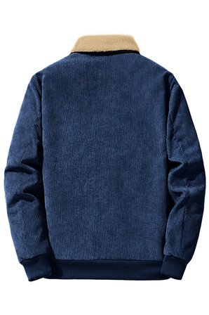 Ghassy Co. Erkek Peluş Astarlı Gömlek Yaka Tam Fermuar Rüzgar Geçirmez Kadife Mont