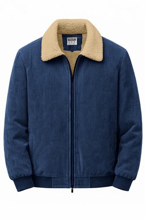 Ghassy Co. Erkek Peluş Astarlı Gömlek Yaka Tam Fermuar Rüzgar Geçirmez Kadife Mont