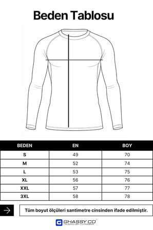 Ghassy Co. Erkek Pro Compression Nem Emici Atletik Performans Uzun Kollu Reglan Kol Spor Tişört