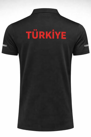 Ghassy Co. Türk Bayrak Logolu Polo Yaka Hafif Esnek Hızlı Kuruyan Kumaş Performans Spor Tişört