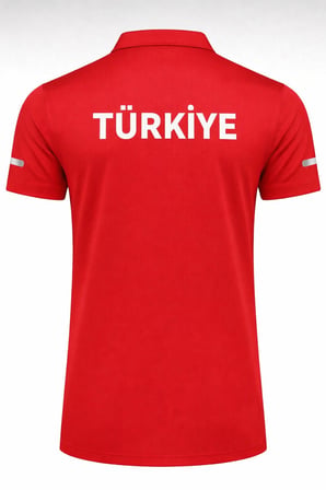 Ghassy Co. Türk Bayrak Logolu Polo Yaka Hafif Esnek Hızlı Kuruyan Kumaş Performans Spor Tişört