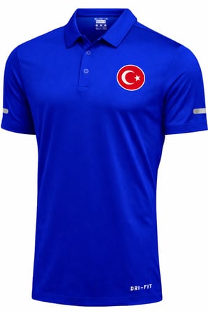 Ghassy Co. Türk Bayrak Logolu Polo Yaka Hafif Esnek Hızlı Kuruyan Kumaş Performans Spor Tişört