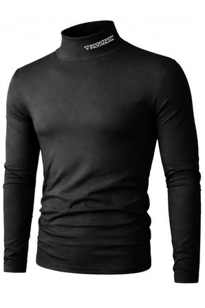 Ghassy Co. Erkek Balıkçı Yaka Pamuklu Likralı Vücuda Oturan Uzun Kollu Slim Fit Günlük Tişört