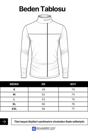Ghassy Co. Erkek Balıkçı Yaka Pamuklu Likralı Vücuda Oturan Uzun Kollu Slim Fit Günlük Tişört