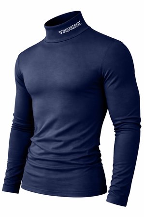 Ghassy Co. Erkek Balıkçı Yaka Pamuklu Likralı Vücuda Oturan Uzun Kollu Slim Fit Günlük Tişört