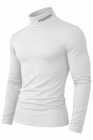 Ghassy Co. Erkek Balıkçı Yaka Pamuklu Likralı Vücuda Oturan Uzun Kollu Slim Fit Günlük Tişört