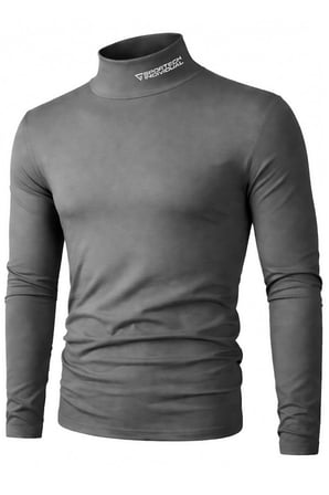 Ghassy Co. Erkek Balıkçı Yaka Pamuklu Likralı Vücuda Oturan Uzun Kollu Slim Fit Günlük Tişört