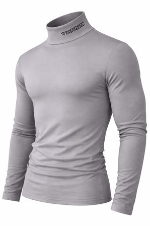 Ghassy Co. Erkek Balıkçı Yaka Pamuklu Likralı Vücuda Oturan Uzun Kollu Slim Fit Günlük Tişört
