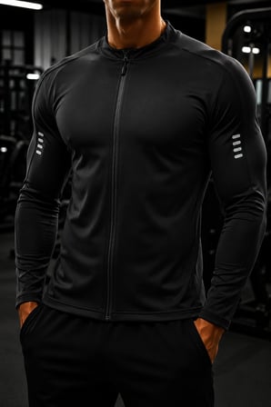 Ghassy Co. Erkek Tam Fermuarlı Dalgıç Kumaş Uzun Kollu Slim Fit Esnek Spor Sweatshirt