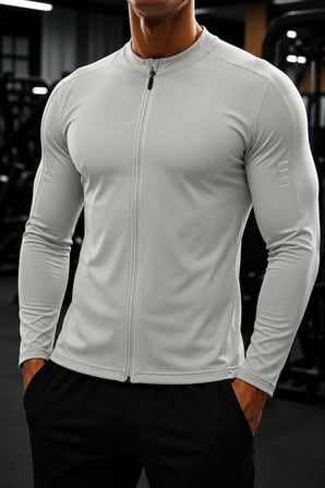 Ghassy Co. Erkek Tam Fermuarlı Dalgıç Kumaş Uzun Kollu Slim Fit Esnek Spor Sweatshirt