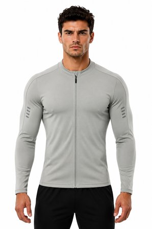 Ghassy Co. Erkek Tam Fermuarlı Dalgıç Kumaş Uzun Kollu Slim Fit Esnek Spor Sweatshirt
