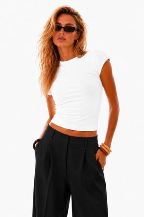Ghassy Co. Kadın Basic Crop Bisiklet Yaka Slim Fit Esnek Kumaş Günlük Şık Yazlık Penye Spor Tişört