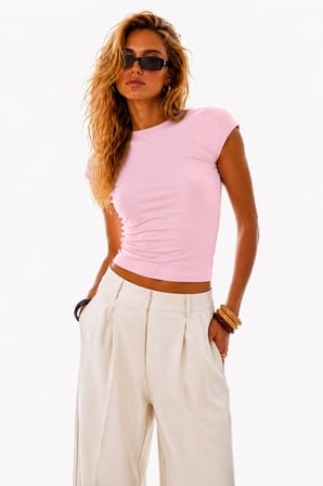 Ghassy Co. Kadın Basic Crop Bisiklet Yaka Slim Fit Esnek Kumaş Günlük Şık Yazlık Penye Spor Tişört