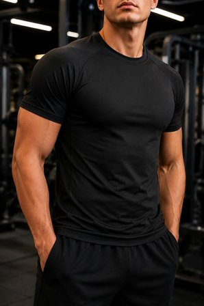Ghassy Co. Erkek Compression Spor Tişört Slim Fit Hızlı Kuruyan Esnek Fitness Koşu Antrenman T-Shirt