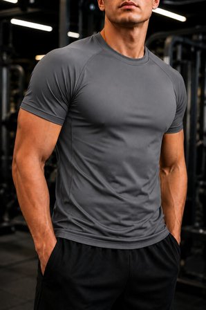 Ghassy Co. Erkek Compression Spor Tişört Slim Fit Hızlı Kuruyan Esnek Fitness Koşu Antrenman T-Shirt