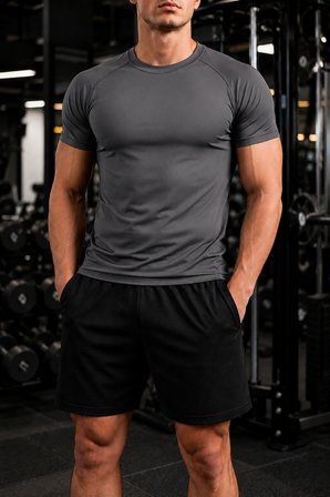 Ghassy Co. Erkek Compression Spor Tişört Slim Fit Hızlı Kuruyan Esnek Fitness Koşu Antrenman T-Shirt