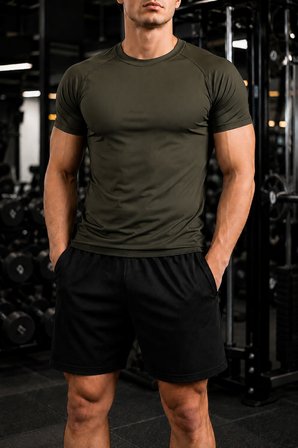 Ghassy Co. Erkek Compression Spor Tişört Slim Fit Hızlı Kuruyan Esnek Fitness Koşu Antrenman T-Shirt