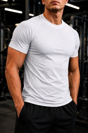 Ghassy Co. Erkek Compression Spor Tişört Slim Fit Hızlı Kuruyan Esnek Fitness Koşu Antrenman T-Shirt