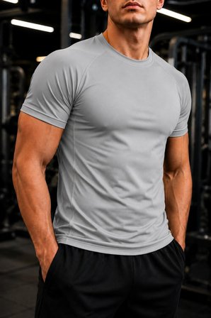 Ghassy Co. Erkek Compression Spor Tişört Slim Fit Hızlı Kuruyan Esnek Fitness Koşu Antrenman T-Shirt