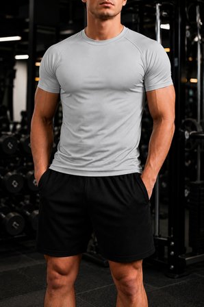 Ghassy Co. Erkek Compression Spor Tişört Slim Fit Hızlı Kuruyan Esnek Fitness Koşu Antrenman T-Shirt