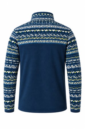 Ghassy Co. Erkek Etnik Desenli 1/4 Zip Yarım Fermuarlı Cepli Polar Outdoor Günlük Kullanım