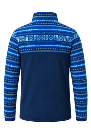 Ghassy Co. Erkek Etnik Desenli 1/4 Zip Yarım Fermuarlı Cepli Polar Outdoor Günlük Kullanım