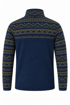 Ghassy Co. Erkek Etnik Desenli 1/4 Zip Yarım Fermuarlı Cepli Polar Outdoor Günlük Kullanım