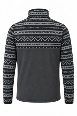 Ghassy Co. Erkek Etnik Desenli 1/4 Zip Yarım Fermuarlı Cepli Polar Outdoor Günlük Kullanım