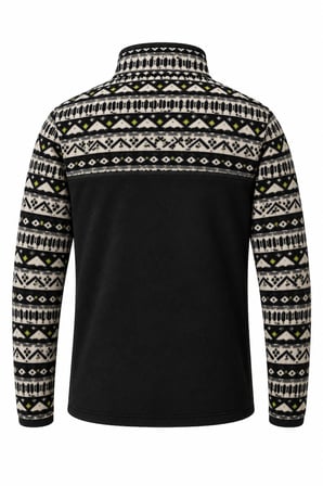Ghassy Co. Erkek Etnik Desenli 1/4 Zip Yarım Fermuarlı Cepli Polar Outdoor Günlük Kullanım