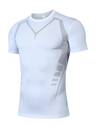 Ghassy Co. Erkek Ultra Esnek Koşu Egzersiz Hızlı Kuruma Nefes Alabilen Kısa Kollu Spor T-shirt