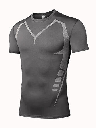 Ghassy Co. Erkek Ultra Esnek Koşu Egzersiz Hızlı Kuruma Nefes Alabilen Kısa Kollu Spor T-shirt