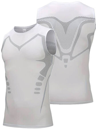 Ghassy Co. Erkek Fitness Hızlı Kuruma Nefes Alabilen Çapraz Daraltma Tipi Kolsuz Spor T-shirt 