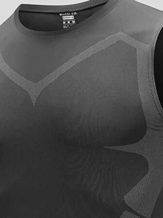 Ghassy Co. Erkek Fitness Hızlı Kuruma Nefes Alabilen Çapraz Daraltma Tipi Kolsuz Spor T-shirt 
