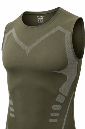 Ghassy Co. Erkek Fitness Hızlı Kuruma Nefes Alabilen Çapraz Daraltma Tipi Kolsuz Spor T-shirt 