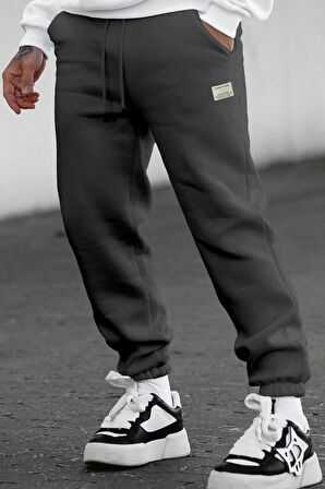 Ghassy Co. Erkek Armalı Günlük Rahat İçi Şardonlu Üç İplik Paça Lastikli Jogger Eşofman Altı