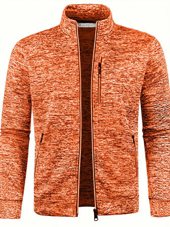 Ghassy Co. Erkek Kırçıllı Yüzey Hafif Rüzgar Geçirmez Tam Fermuarlı Polar Ceket