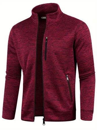 Ghassy Co. Erkek Kırçıllı Yüzey Hafif Rüzgar Geçirmez Tam Fermuarlı Polar Ceket