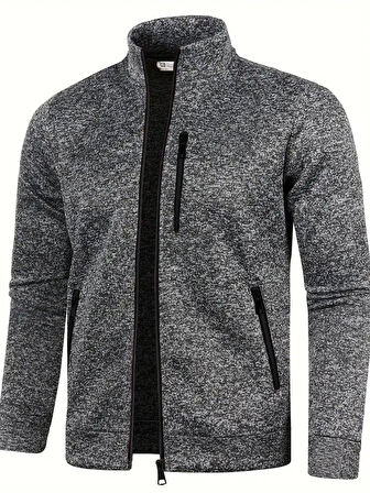 Ghassy Co. Erkek Kırçıllı Yüzey Hafif Rüzgar Geçirmez Tam Fermuarlı Polar Ceket