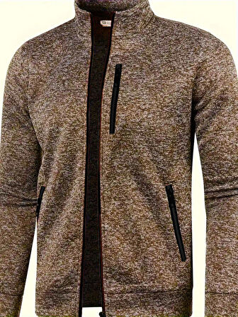 Ghassy Co. Erkek Kırçıllı Yüzey Hafif Rüzgar Geçirmez Tam Fermuarlı Polar Ceket