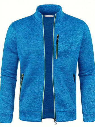 Ghassy Co. Erkek Kırçıllı Yüzey Hafif Rüzgar Geçirmez Tam Fermuarlı Polar Ceket