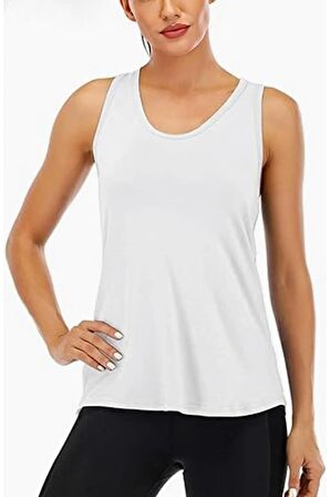 Ghassy Co. Kadın Racerback Sırt Açık Yarı Fileli Antrenman Yoga Koşu Spor Atlet Tank Tops 1780