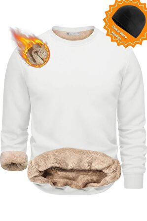 Ghassy Co. Erkek Ultra Termal Sherpa Peluş Astarlı Bisiklet Yaka Sweatshirt