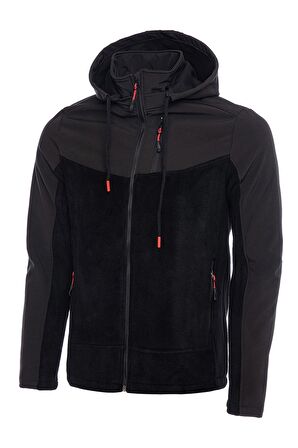 Ghassy Co. Erkek Çıkarılabilir Kapşonlu Softshell Polar Garnili Spor Ceket