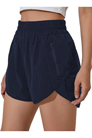 Ghassy Co Ghassy Co. Kadın Yüksek Bel Cepli Koşu Fitness Egzersiz Boxer Taytlı Şort 